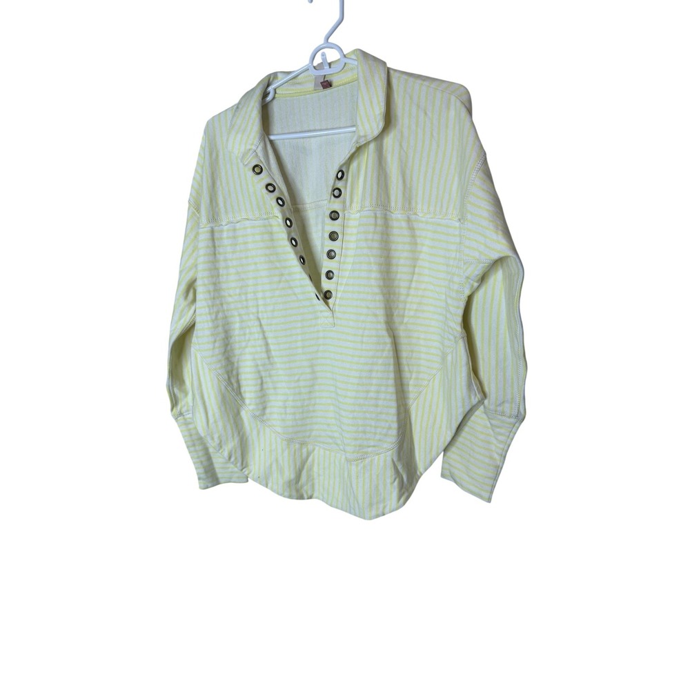 Pilcro Womens XS Yellow Stripe Collared Long Sleeve Tunic Pullover Anthropologie